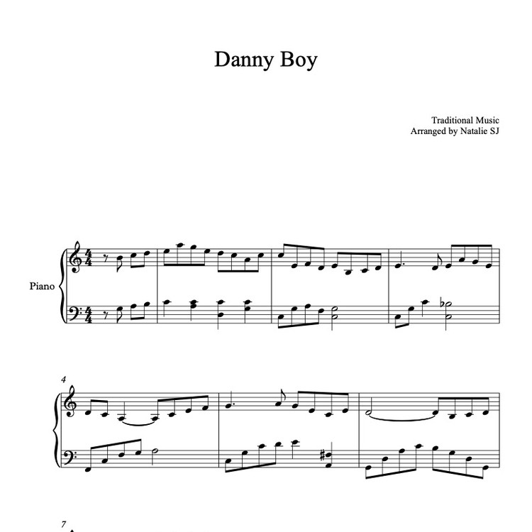  PIANO SOLO SHEET MUSIC Danny Boy Musicalibra
