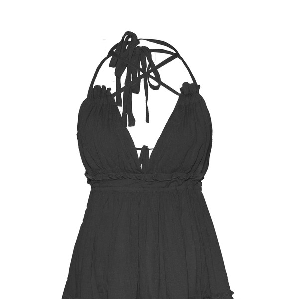 18th ] Black string frill one piece : SWIMCITY