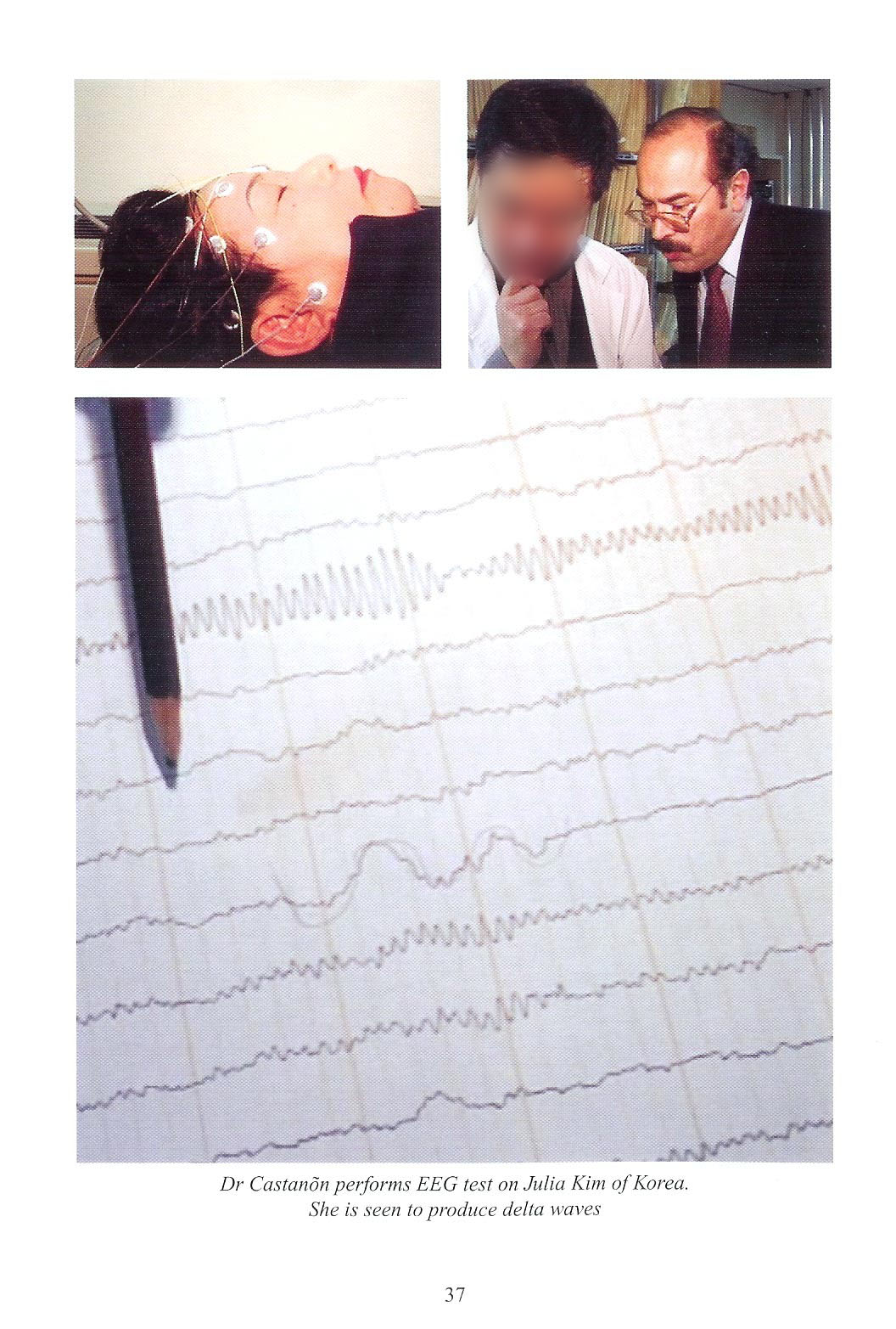 2002년 1월 7일 광주의 호남병원에서<br>율리아님이 뇌파검사를 받는 모습