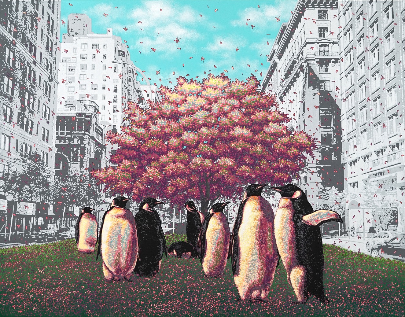 공존(共存)-2108, 72.7x90.9cm, 캔버스 위에 채각(彩刻)기법, 2021