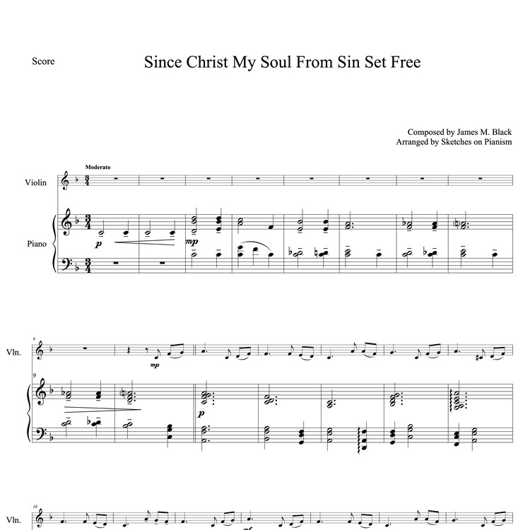 Duet 악보] 내 영혼이 은총 입어(Since Christ My Soul From Sin Set Free) 편곡 악보 - 바이올린,  피아노 실내악 앙상블 : Musicalibra