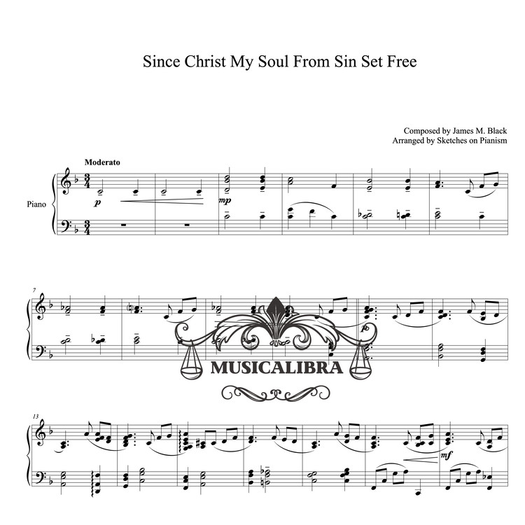 Piano Solo 악보] 내 영혼이 은총 입어(Since Christ My Soul From Sin Set Free) 피아노 악보 :  Musicalibra