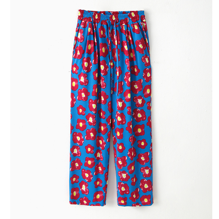 (21AW) jorenz Cartiess_Flower petals Wide rubber band pants (BLUE