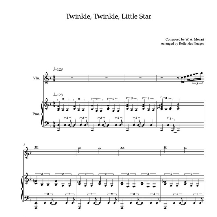 Twinkle Twinkle Little Star - Sheet Music
