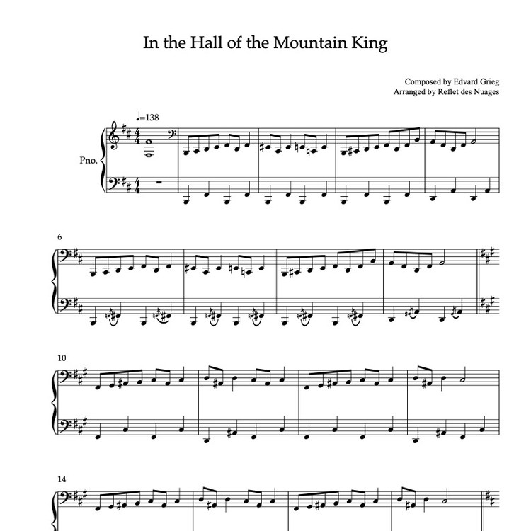 PIANO SOLO 楽譜] In the Hall of the Mountain King ピアノ 編曲 楽譜 ...