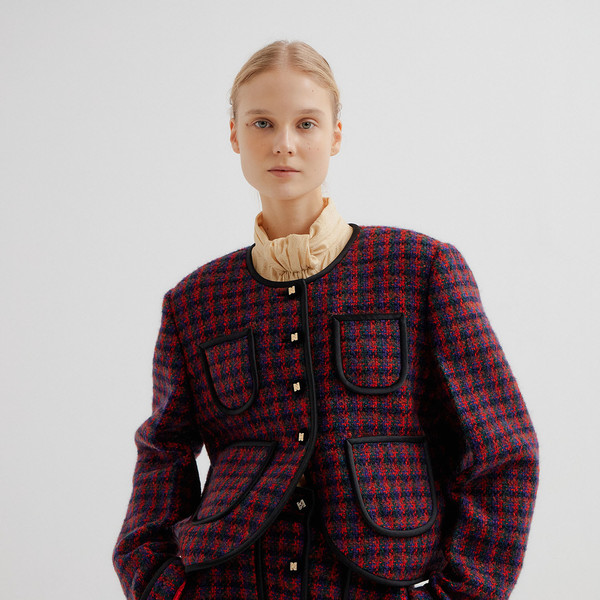EENK★新商品^Tweed Short Jacket - Red★ Tweed Short Jacket - Red : EENK SHOP