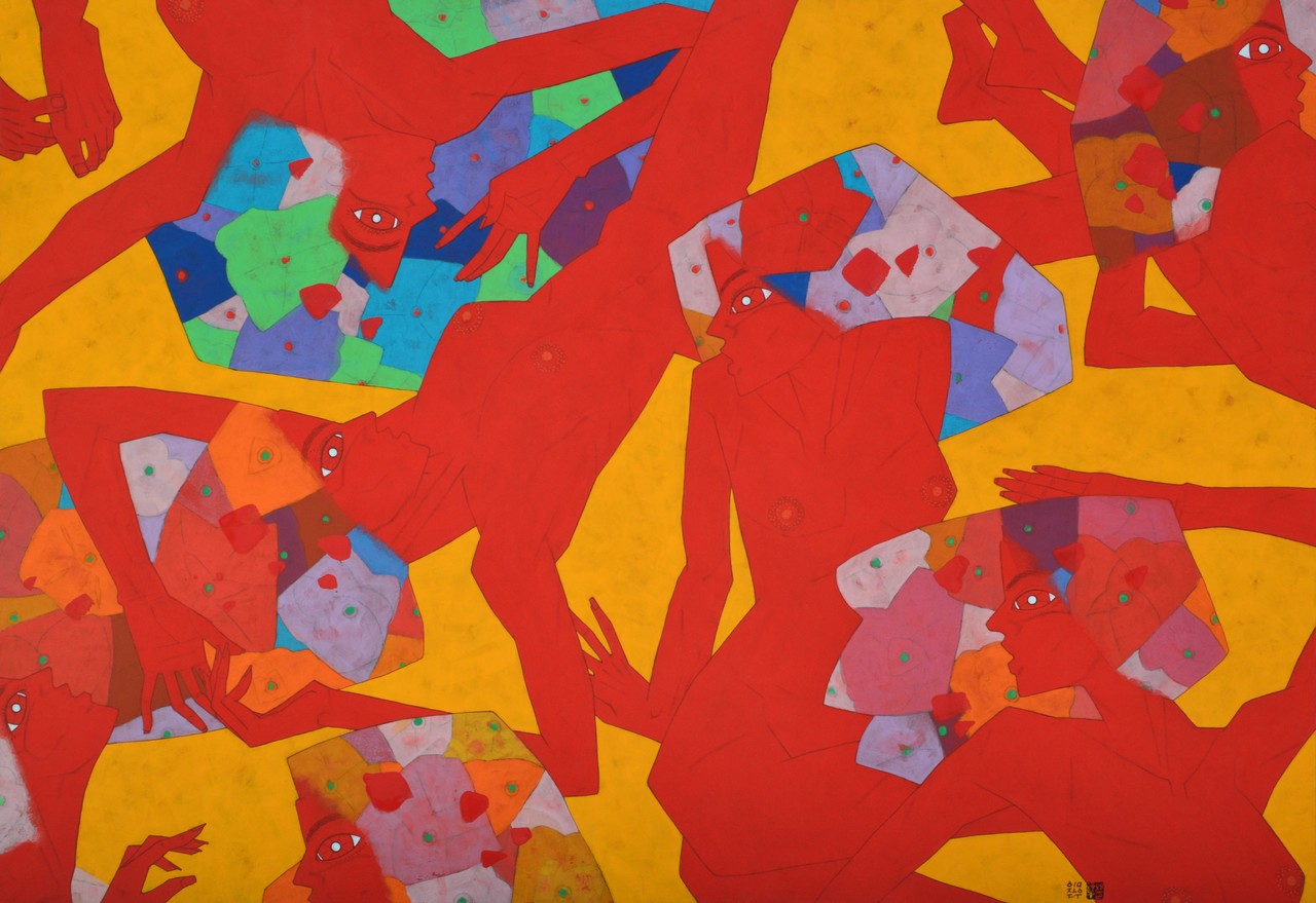 숲 162.2X122.1cm 장지에 석채 2015