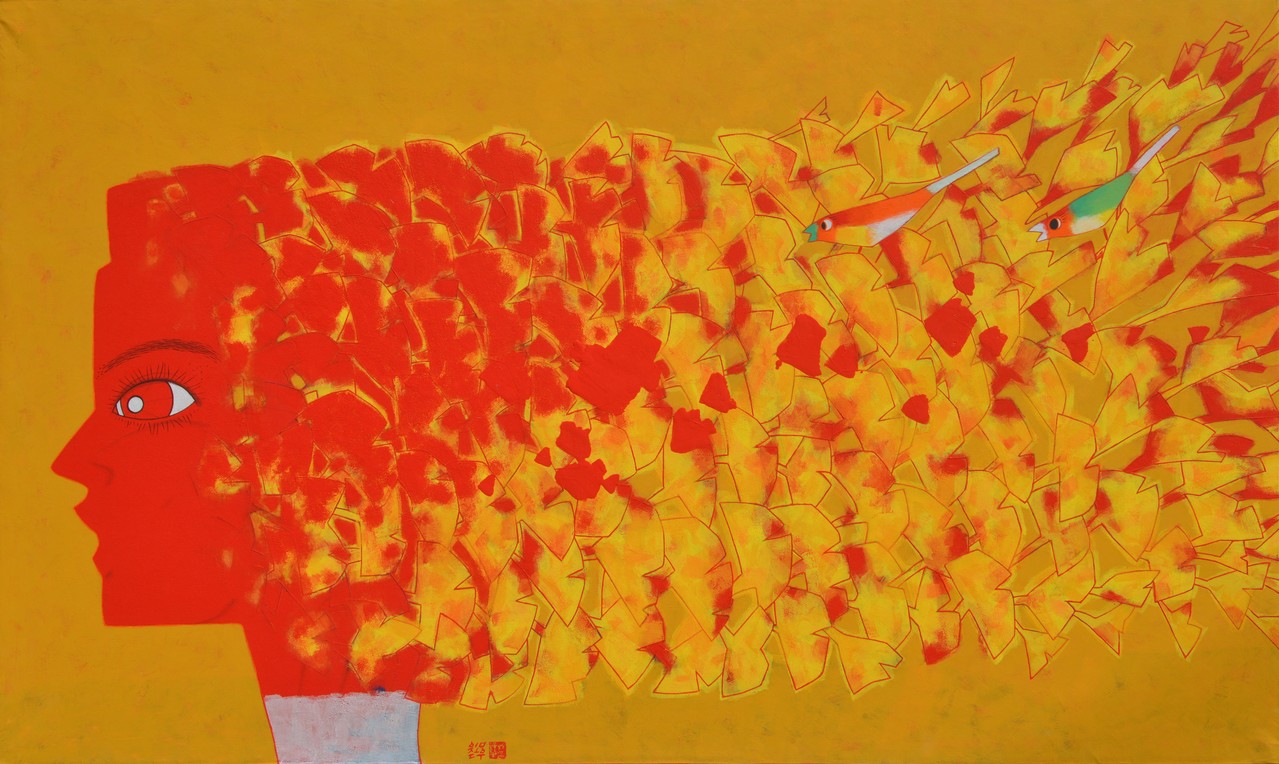 同行 162X97cm 장지에 석채 2018