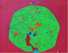 同行 116.8x91cm 장지에 석채 2021