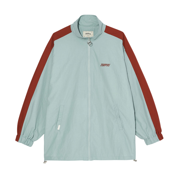 light blue windbreaker