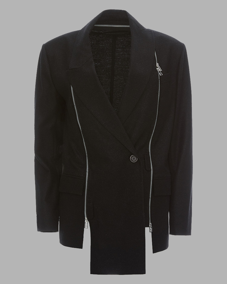 BLACK TWISTED ZIPPER JACKET : THE MUSEUM VISITOR