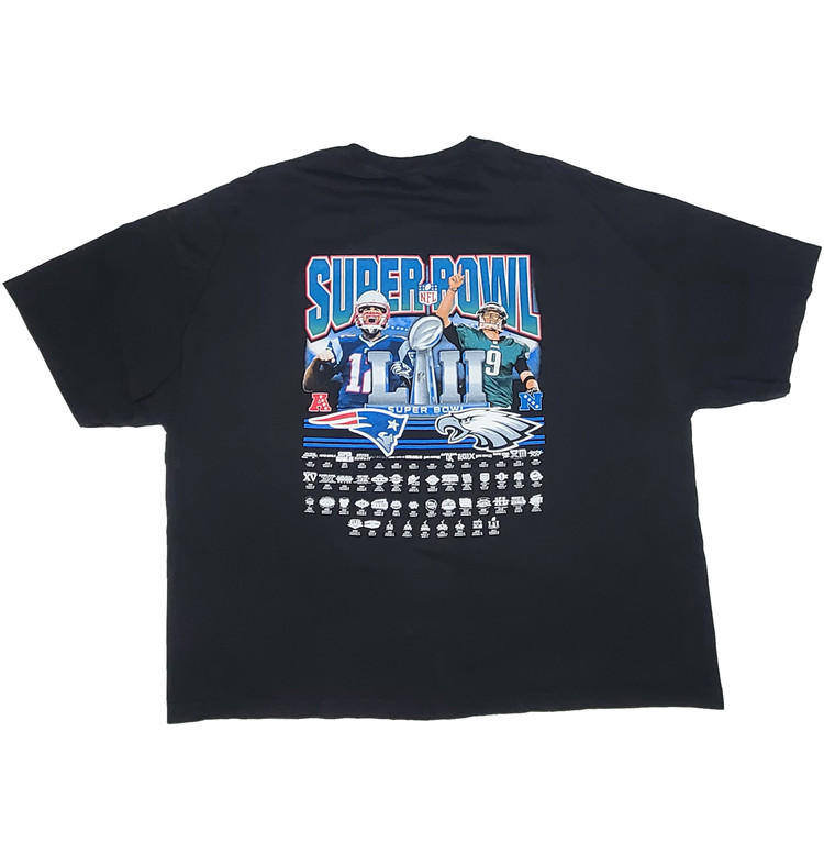 SUPER BOWL LII 2018 - NEW ENGLAND PATRIOTS VS. PHILADELPHIA EAGLES (3XL)  TEE : VNTGdept