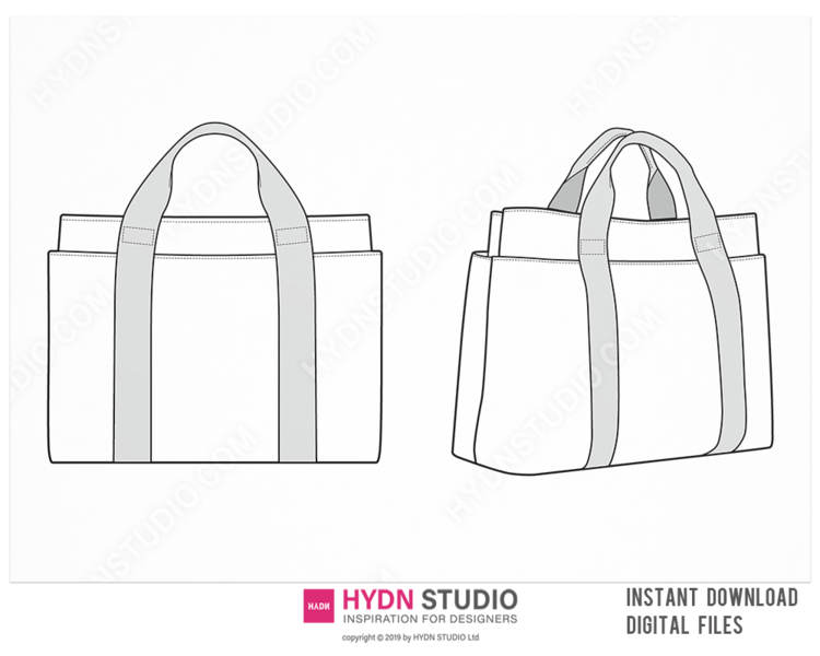 Tote Bag Design flat sketch : HYDNSTUDIO