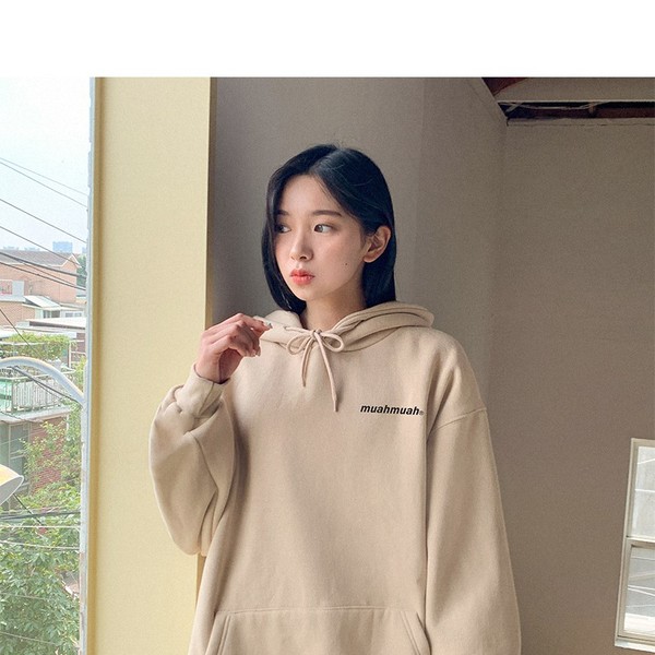 MUAH MUAH] POINT LOGO OVERFIT NAPPING HOODIE (7 COLOR) : Chincha