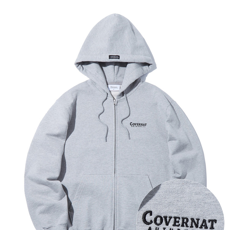 COVERNAT] Small authentic logo hoodie zip-up (5 COLOR) : チンチャ