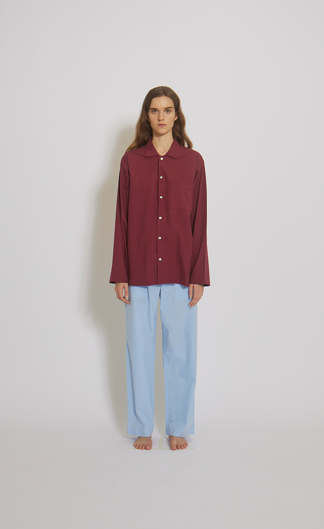 100% Cotton Pajamas for Woman<br><div class="main-02-kr-title";>코튼 와인 스카이블루 파자마</div>