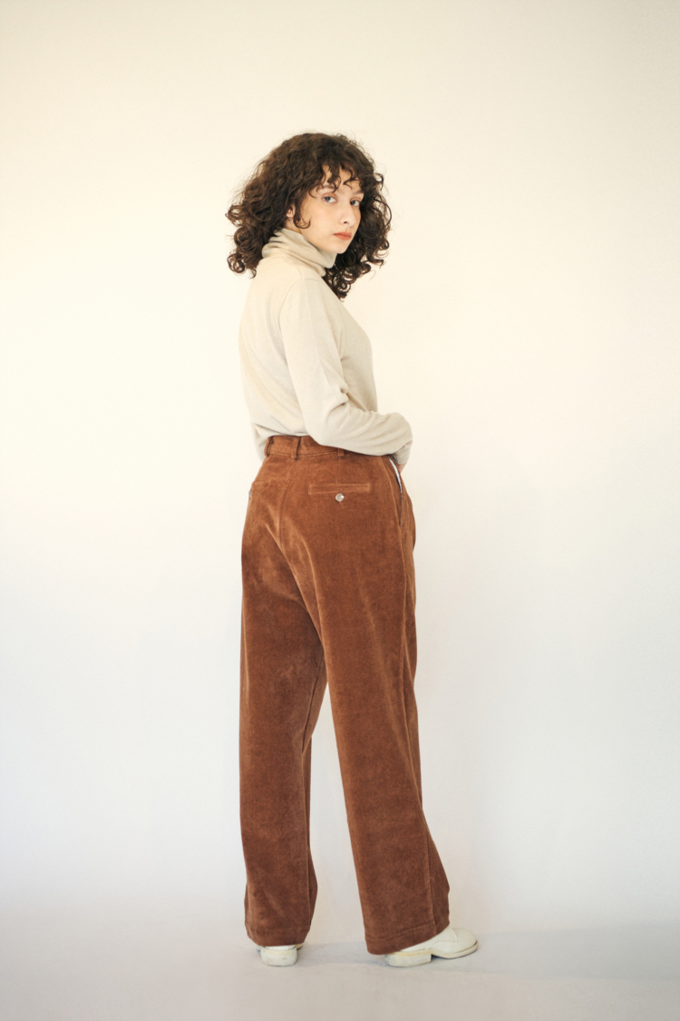 21FW DOUBLE PLEATED CORDUROY PANTS - BROWN