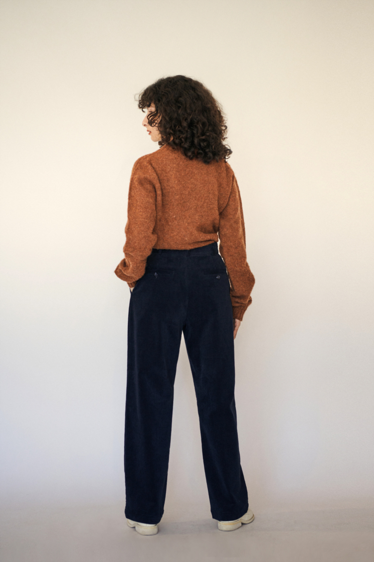 21FW DOUBLE PLEATED CORDUROY PANTS - NAVY