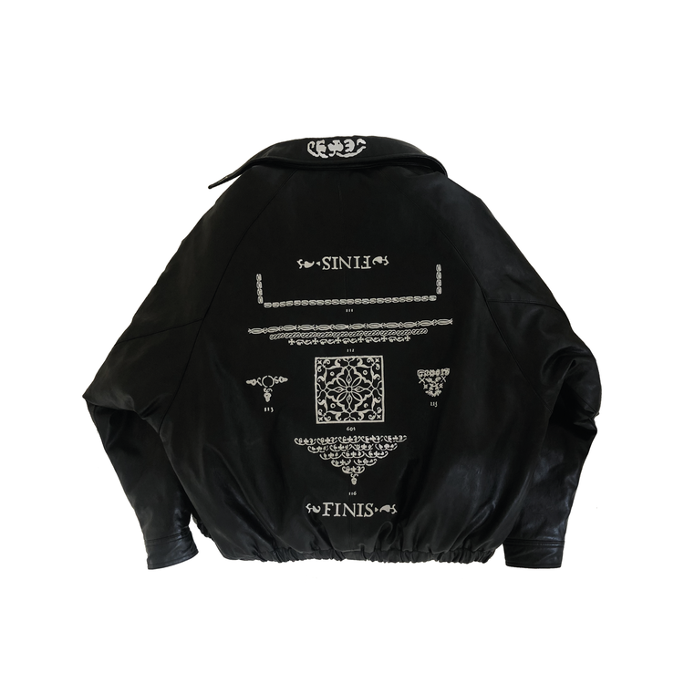 EMBROIDERED LEATHER JACKET IN BLACK : 604SERVICE