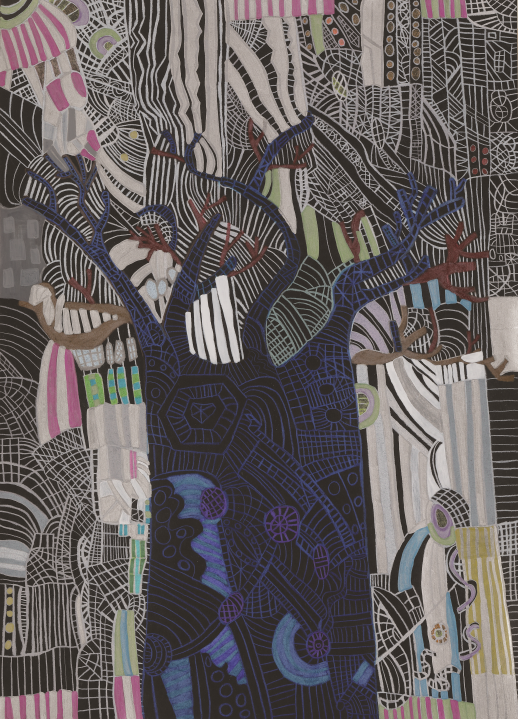 오승식, 겨울비, 종이에 색연필과 펜, 2019, 39x54cm