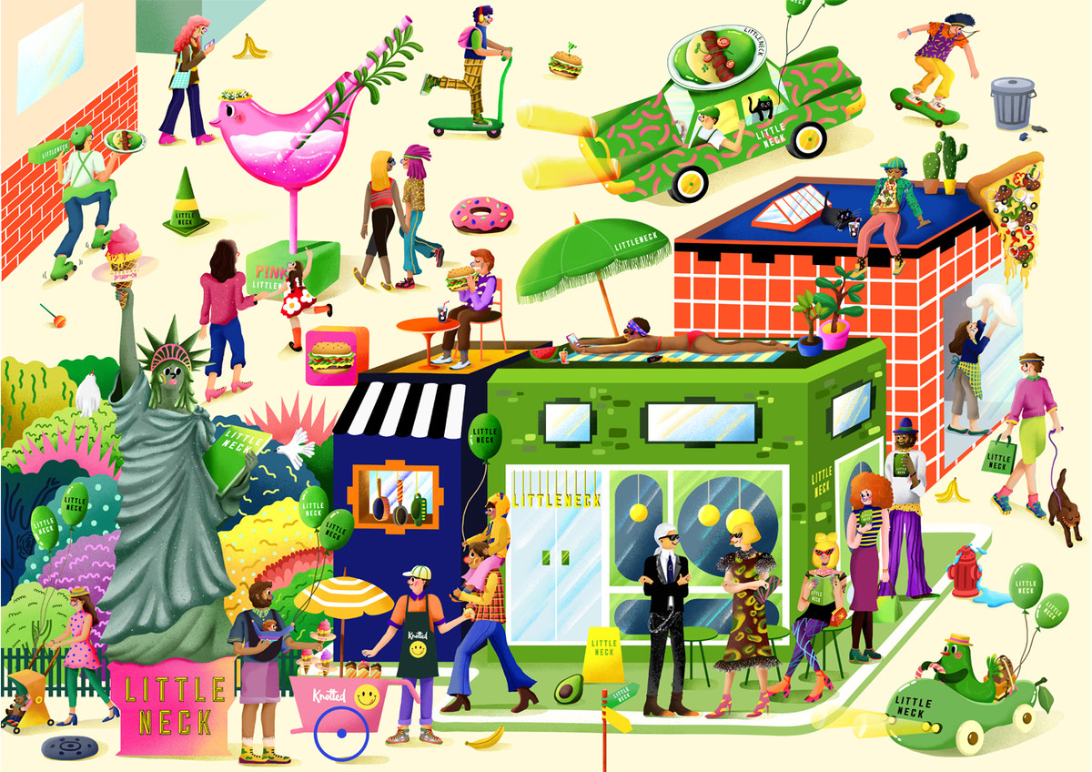 Little neck restaurant brand key visual illustration GRAYJUICE Artwork