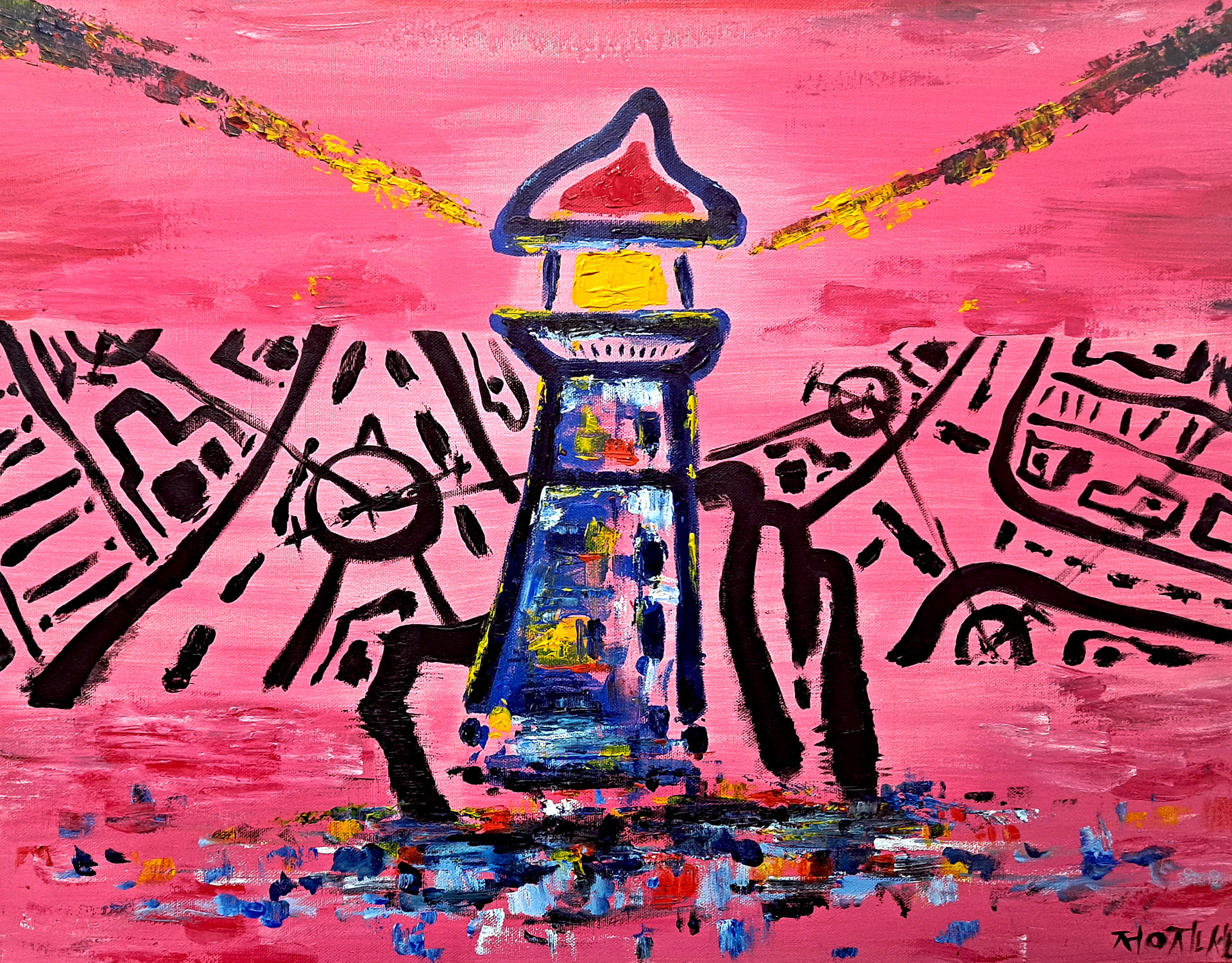 <span style="font-size: 14px; font-family: 'Gilroy' !important;">삽이-정진섭, 손등대 Hand lighthouse, 2020, Acrylic on canvas, P10호(53x40.9cm)</span>