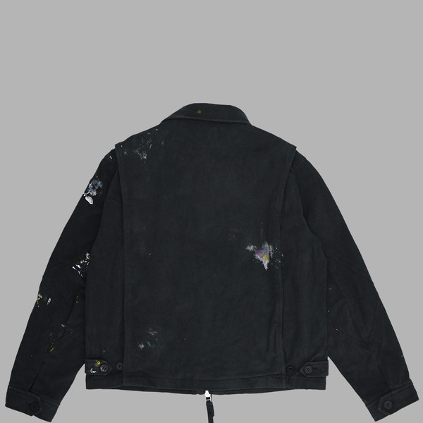 GUT LIFE PAINTED COTTON WORK JACKET (BLACK) : THE MUSEUM VISITOR GUT LIFE PAINTED COTTON WORK JACKET (BLACK) : THE MUSEUM VISITOR