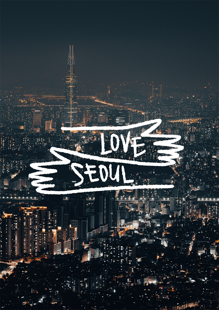 <span style="padding:10px; background:#000; left:0; top:0; position:absolute;">LOVE SEOUL</span>