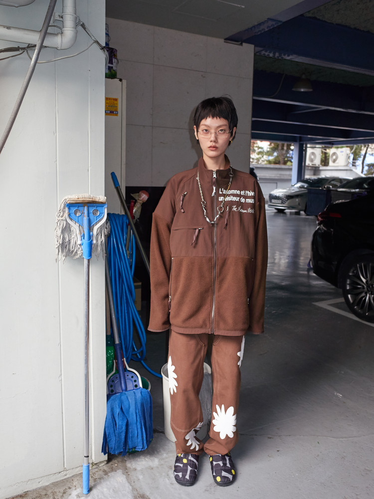 HAND PAINTED FLOWER CITY PANTS (BROWN) : THE MUSEUM VISITOR