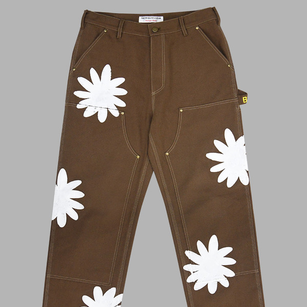 HAND PAINTED FLOWER CITY PANTS (BROWN) : THE MUSEUM VISITOR