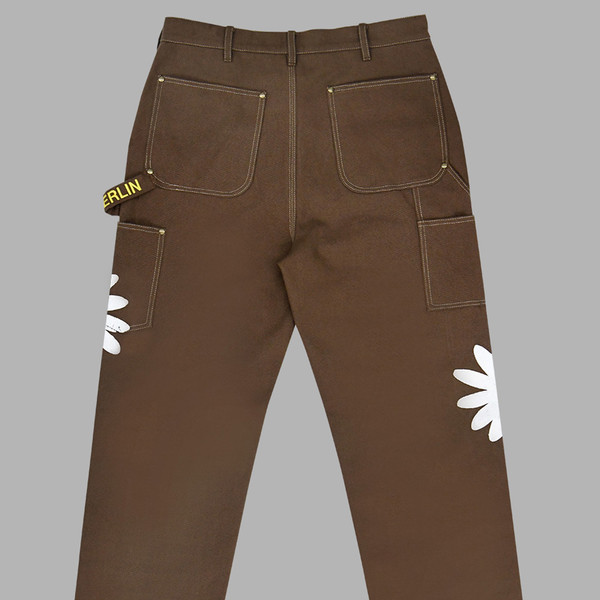 HAND PAINTED FLOWER CITY PANTS (BROWN) : THE MUSEUM VISITOR