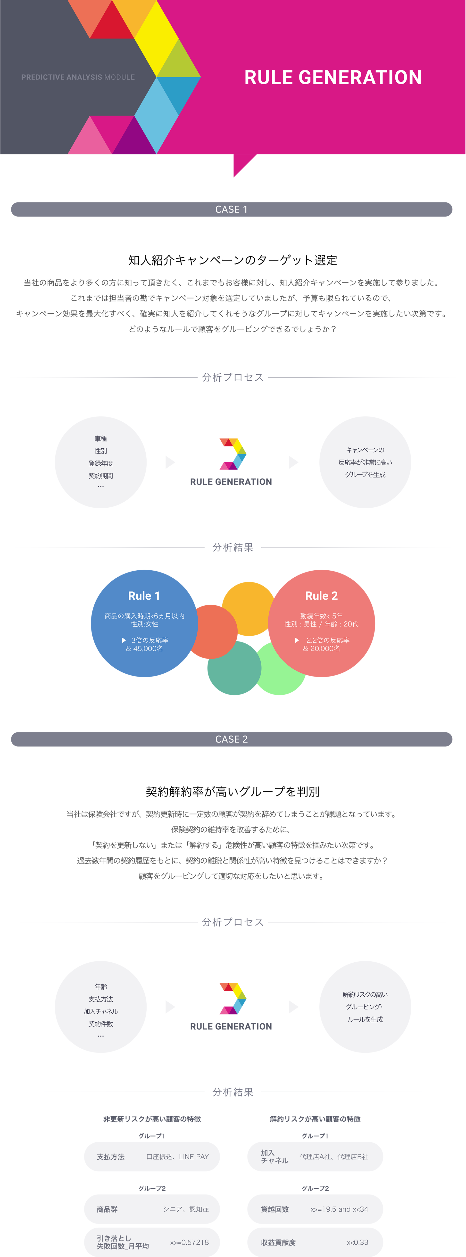 Rule Generationによる知人紹介キャンペーンでのターゲット選定と保険会社での契約解約率の高いグループの判別
