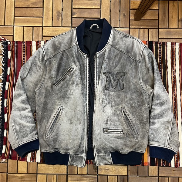 ジャケット・アウター Marlboro Cow Leather varsity jacket Marlboro Black Cowhide Varsity Jacket Bomber Jacket Vintage
