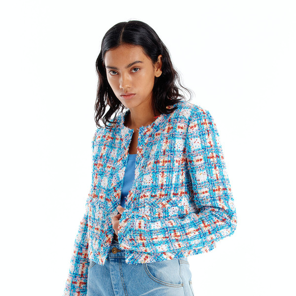 【タグ付新品未使用】ALUDE blue check tweed jacket bb2dad4620796.jpg