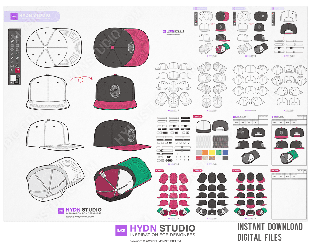 (updated) Snapback Cap Fashion Flats Design 0.2 : HYDNSTUDIO
