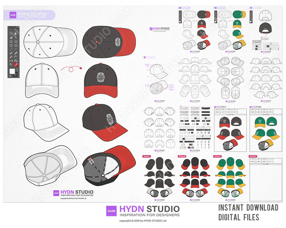 (updated) Baseball Cap Fashion Flats Design 0.2 : HYDNSTUDIO