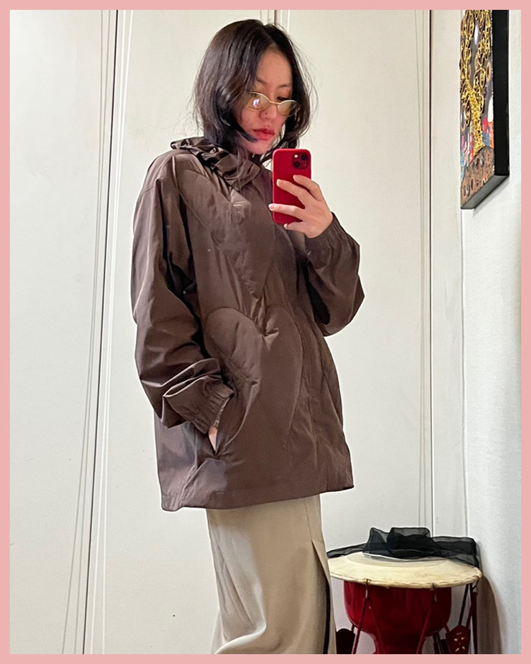 HEART EMBOSSED JACKET (BROWN) : THE MUSEUM VISITOR