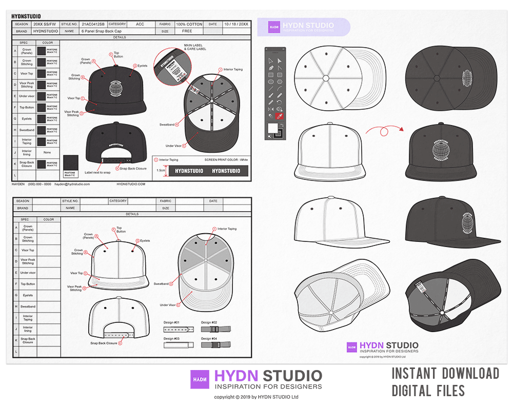 (updated) Cap Design Fashion Flats + Teck Pack Bundle (Snapback ...