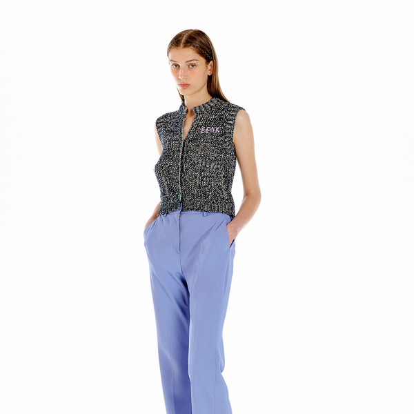 URBANIC Textured Knit Vest Navy/Beige EENK SHOP