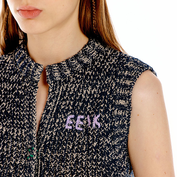 URBANIC Textured Knit Vest (Navy Beige) W Concept