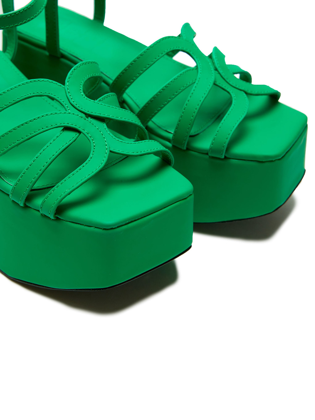 UMBRE Logo Strap Platform Sandals - Green : EENK SHOP