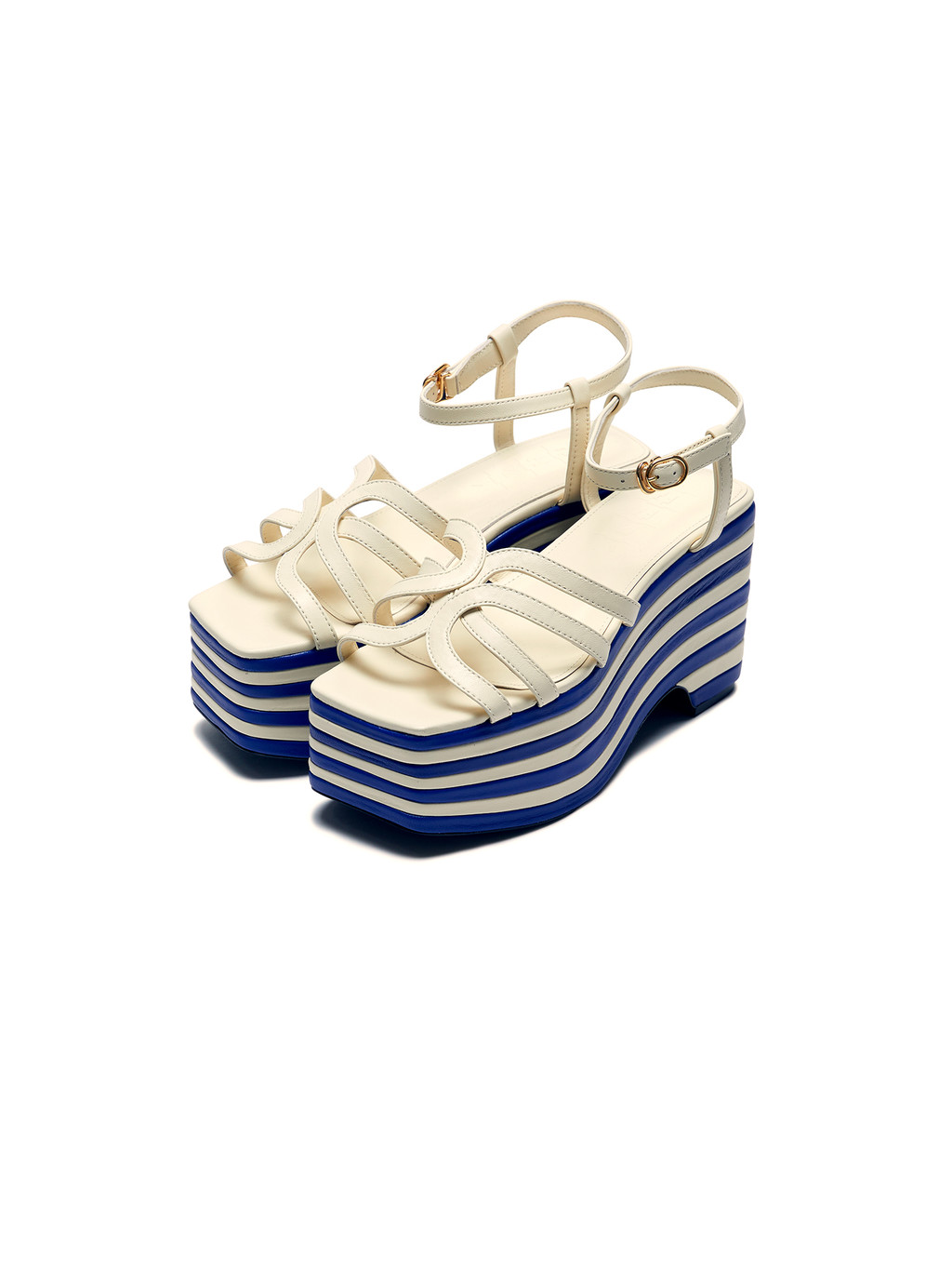 UMBRE Logo Strap Platform Sandals - Cream : EENK SHOP