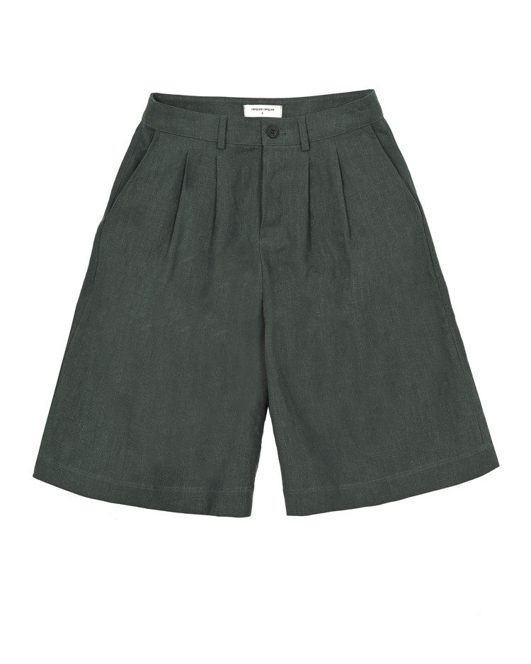 Linen Tuck Wide half Pants Michiganrag