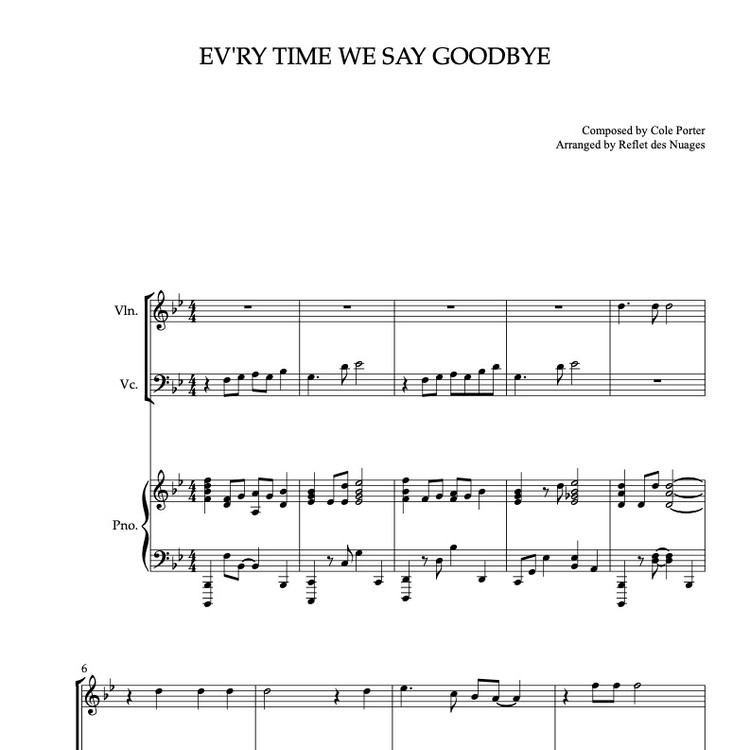 GOOD BYE MY LOVE Sheet music for Violin (Solo)