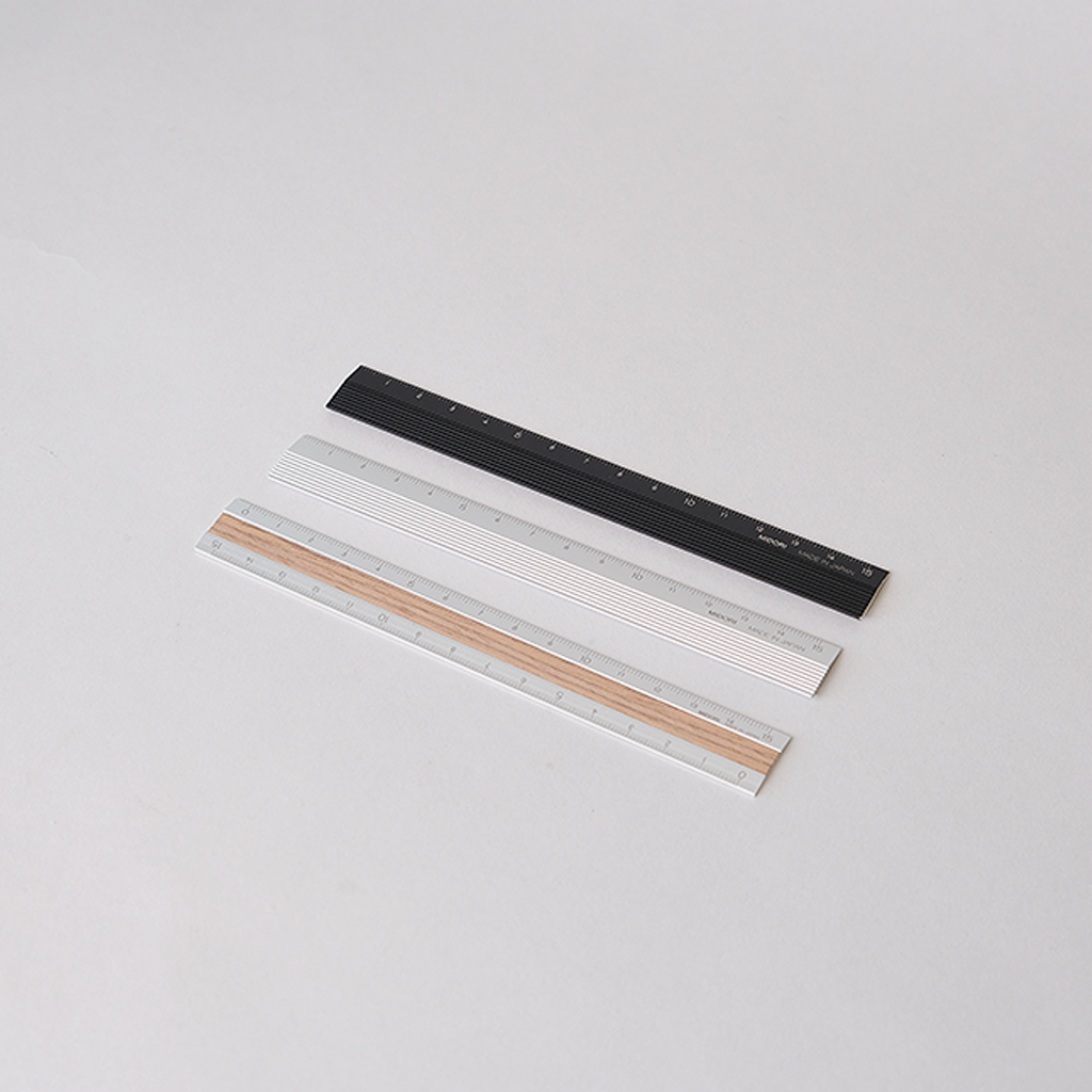 Midori 15cm Aluminum Ruler with Dark Wood Inlay — The