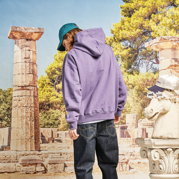 IONSEOUL Smile Signature Embroidery Overfit Hoodie (Lavender