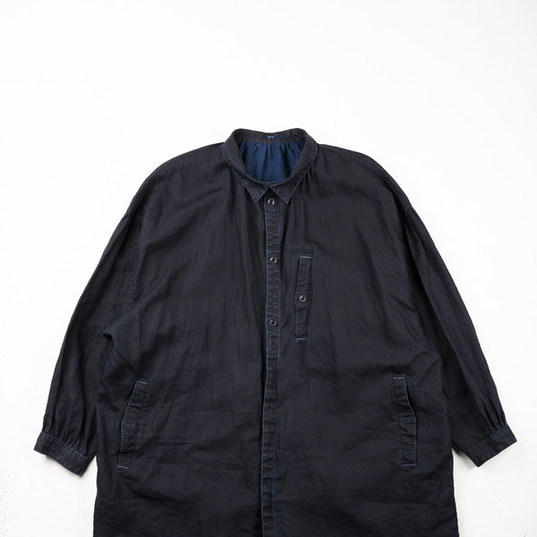 FARMER'S LINEN GATHERED JACKET - INDIGO FARMER`S LINEN GATHERED