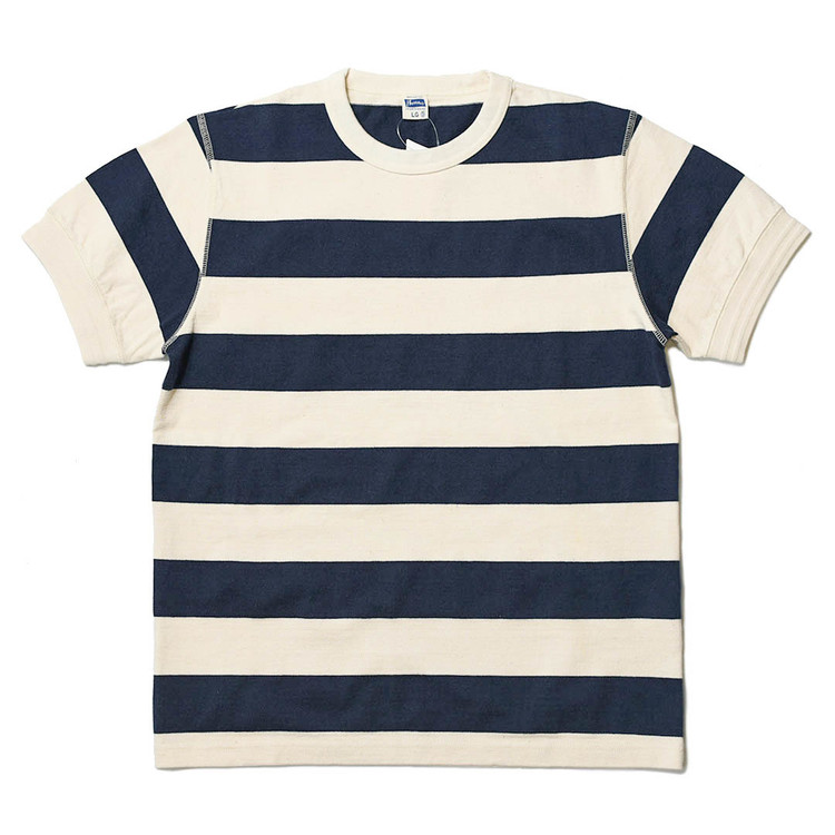 PCT3-SB, Border T-shirts [Natural/Navy] : Semi Basement General Store