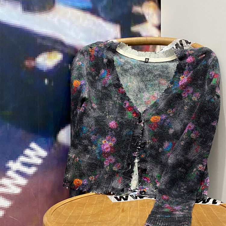 R13 Black Cashmere Floral Baby Cardigan wwtwseoul