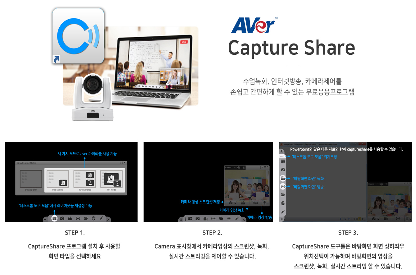 AVer PTC310 캡쳐앤쉐어 안내 이미지